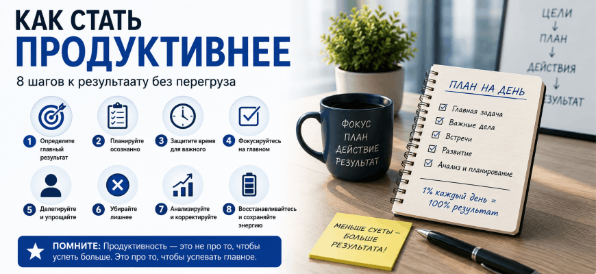 Как стать продуктивнее — 8 шагов без перегруза